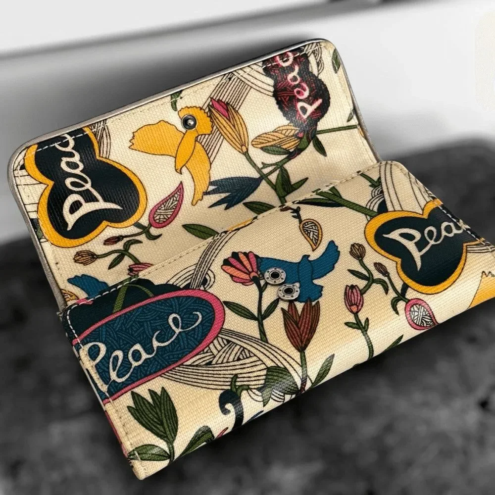 Sakroots Birds of Paradise Clutch Trifold Wallet Nature Peace Happy boho